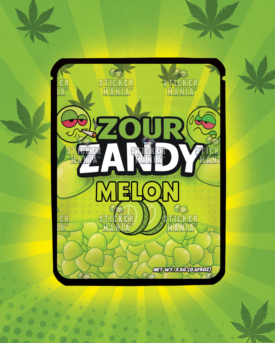 Zour Zandy Melon | Pre-Made Sticker Bag | 3.5g