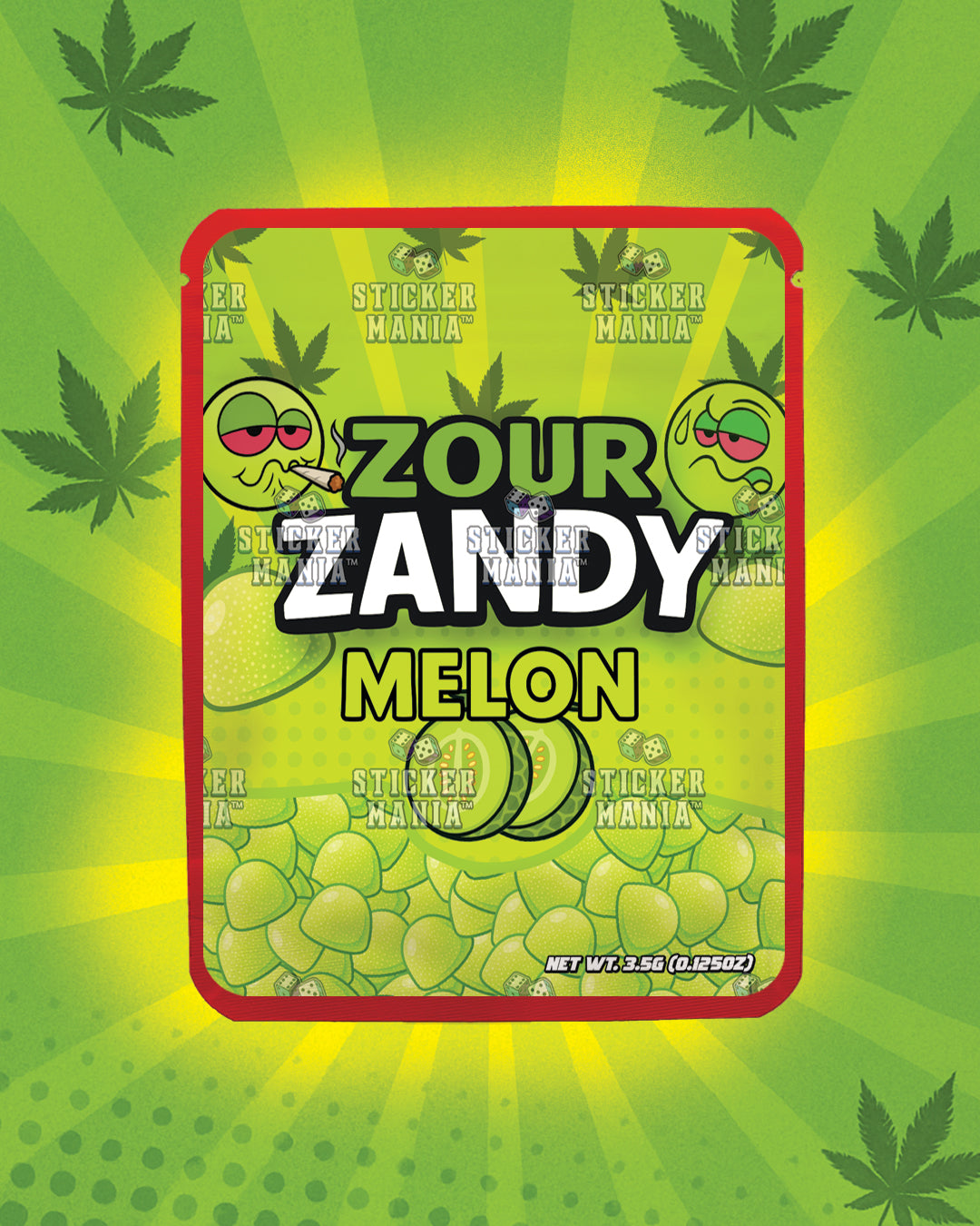 Zour Zandy Melon | Pre-Made Sticker Bag | 3.5g