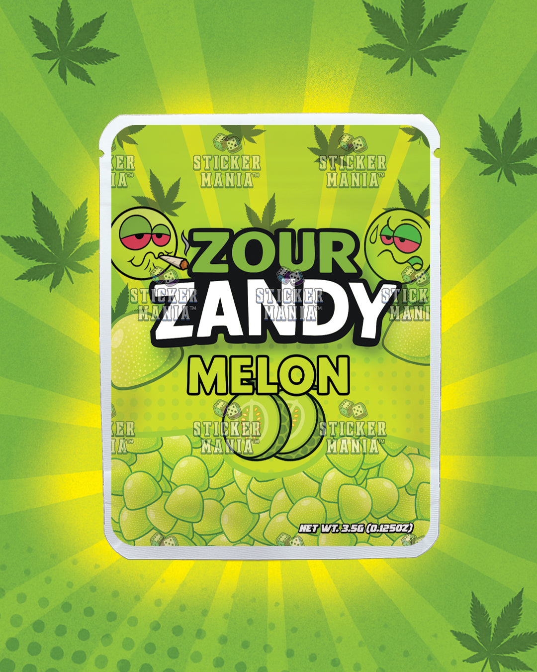 Zour Zandy Melon | Pre-Made Sticker Bag | 3.5g
