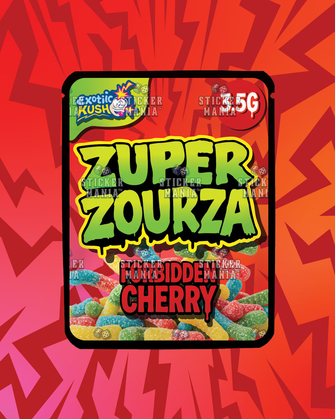 Zuper ZourZa Forbidden Cherry | Pre-Made Sticker Bag | 3.5g