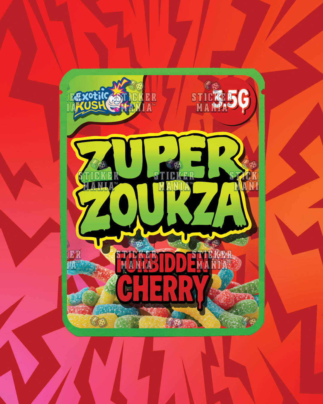 Zuper ZourZa Forbidden Cherry | Pre-Made Sticker Bag | 3.5g