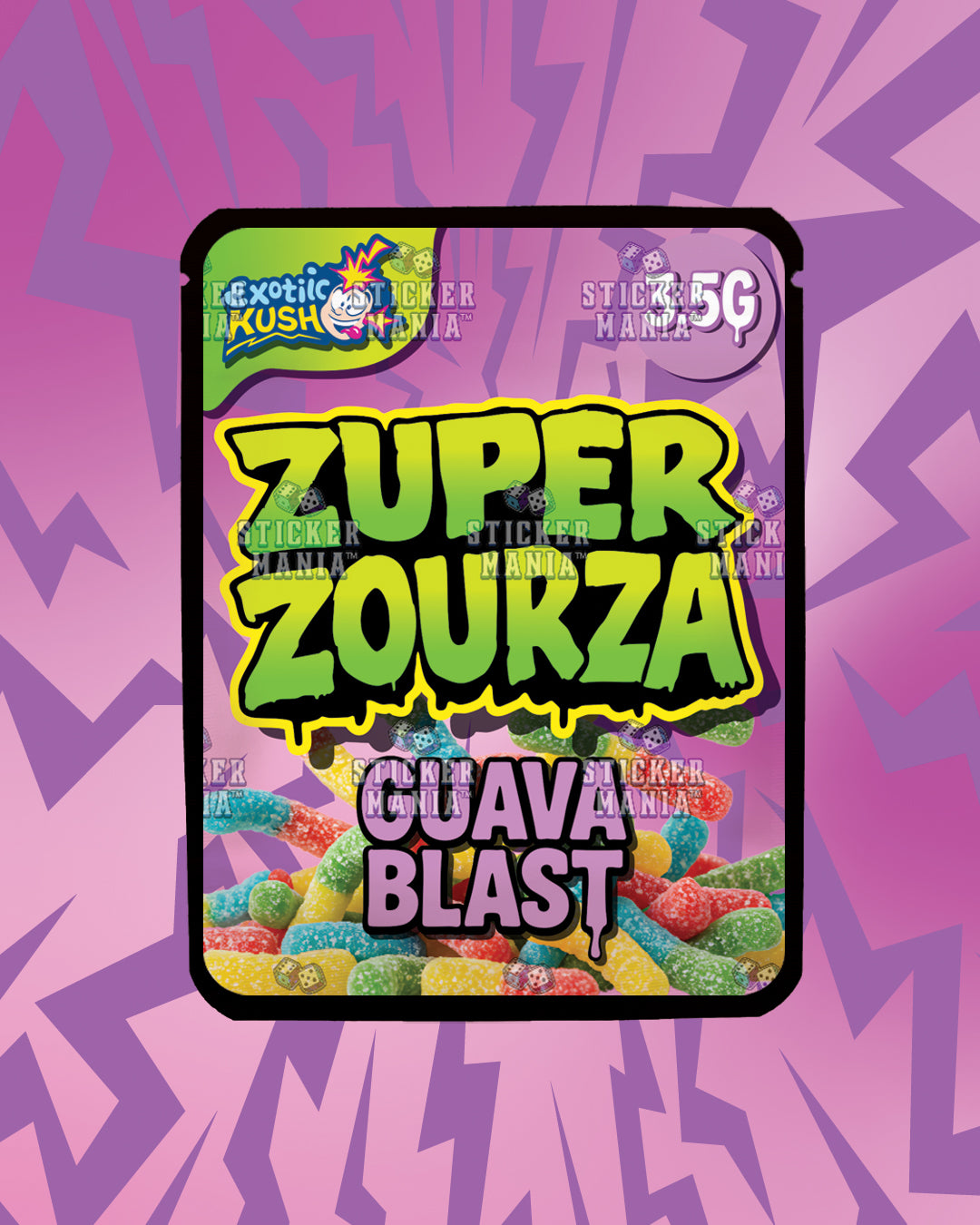 Zuper ZourZa Guava Blast | Pre-Made Sticker Bag | 3.5g