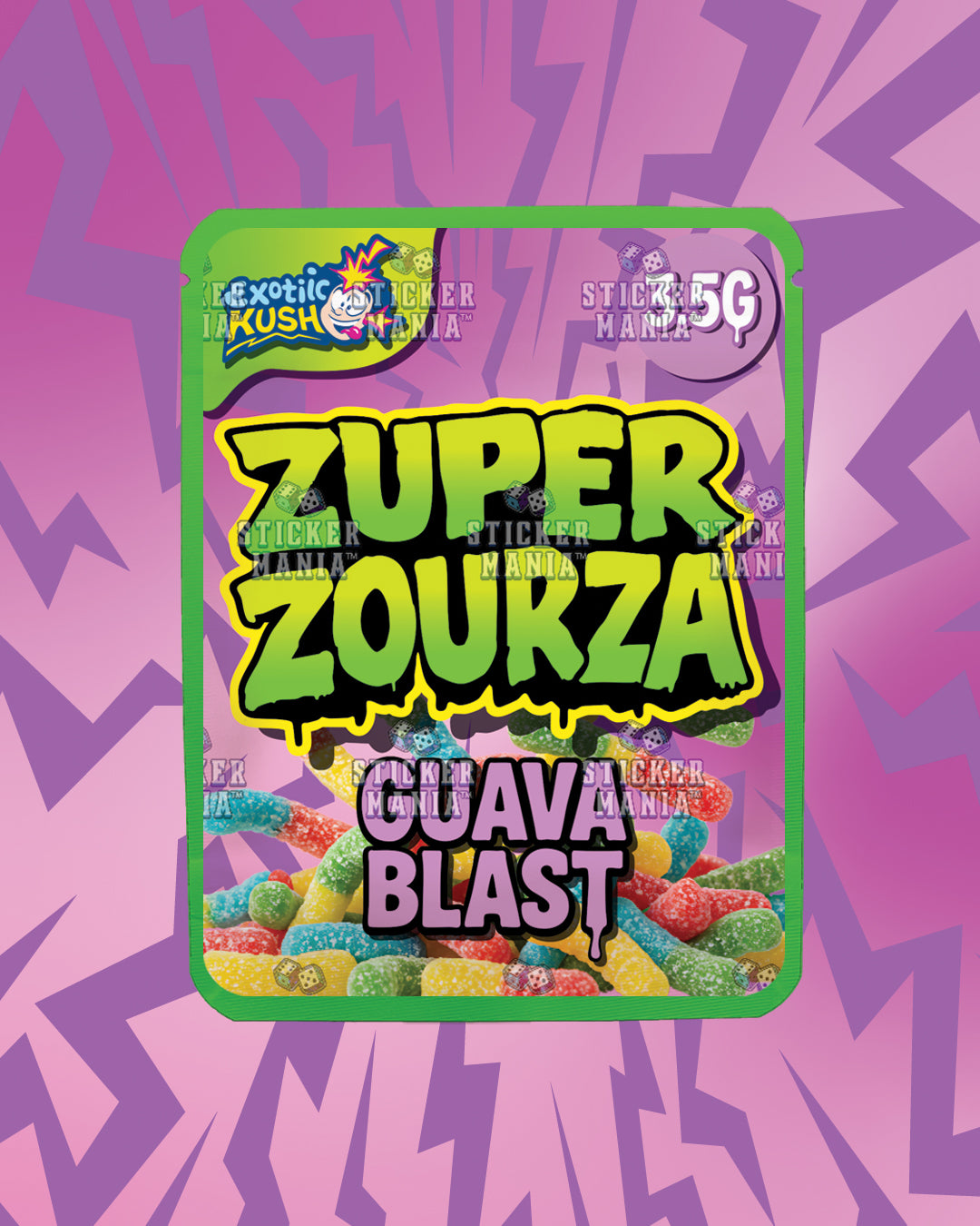 Zuper ZourZa Guava Blast | Pre-Made Sticker Bag | 3.5g