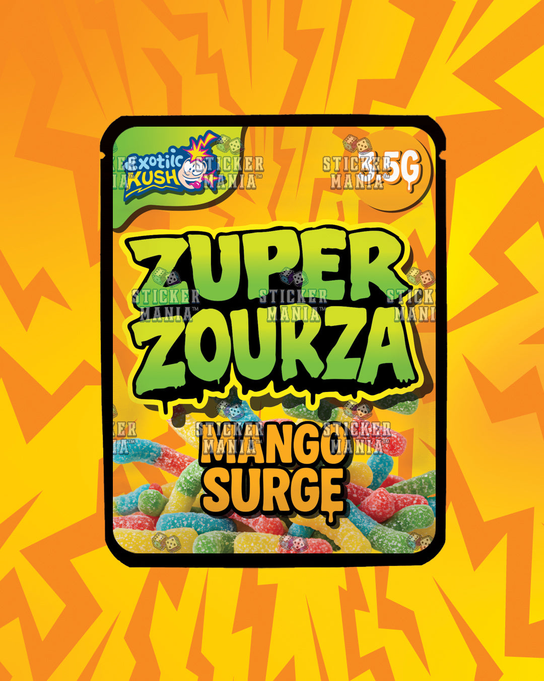 Zuper ZourZa Mango Surge | Pre-Made Sticker Bag | 3.5g