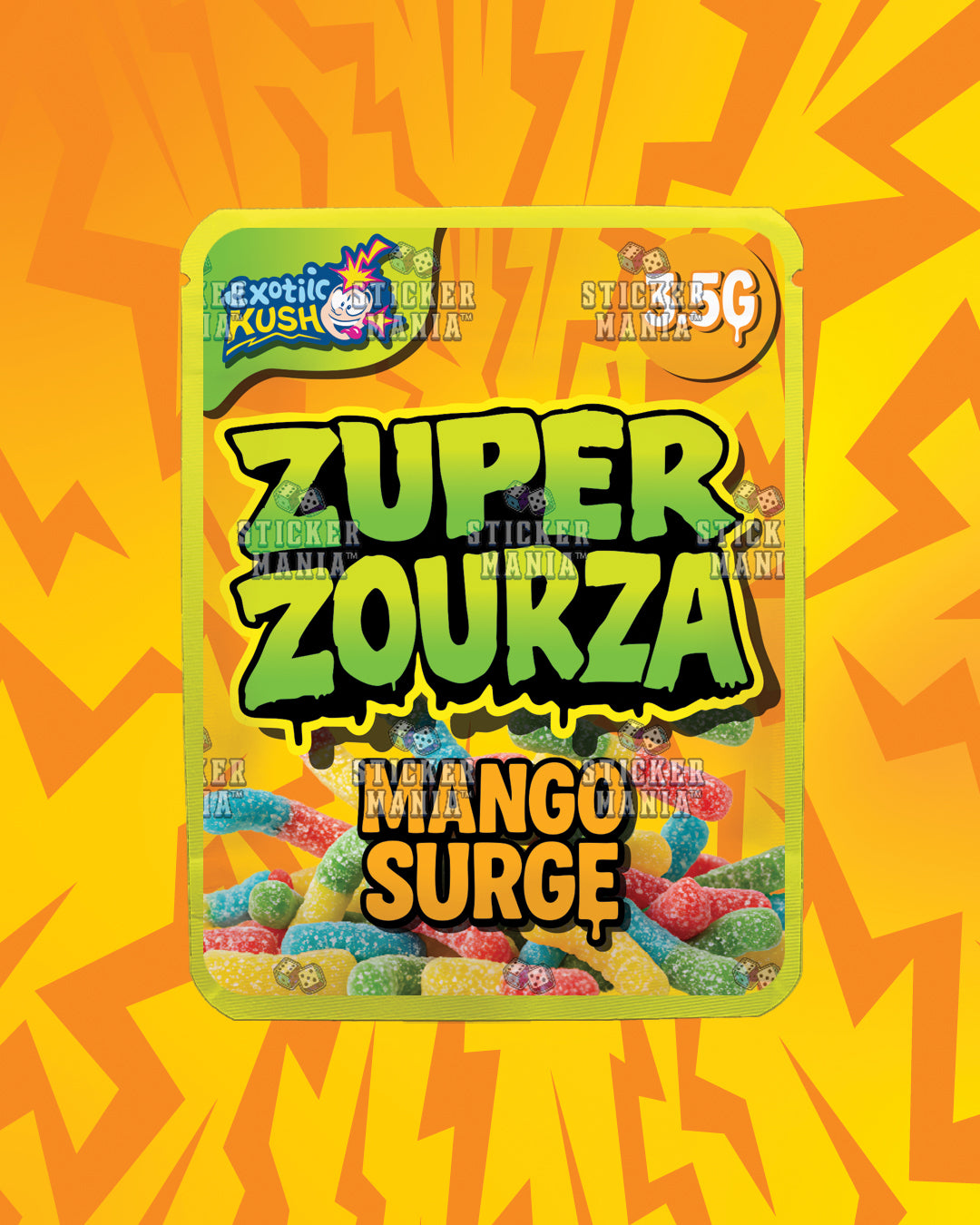 Zuper ZourZa Mango Surge | Pre-Made Sticker Bag | 3.5g