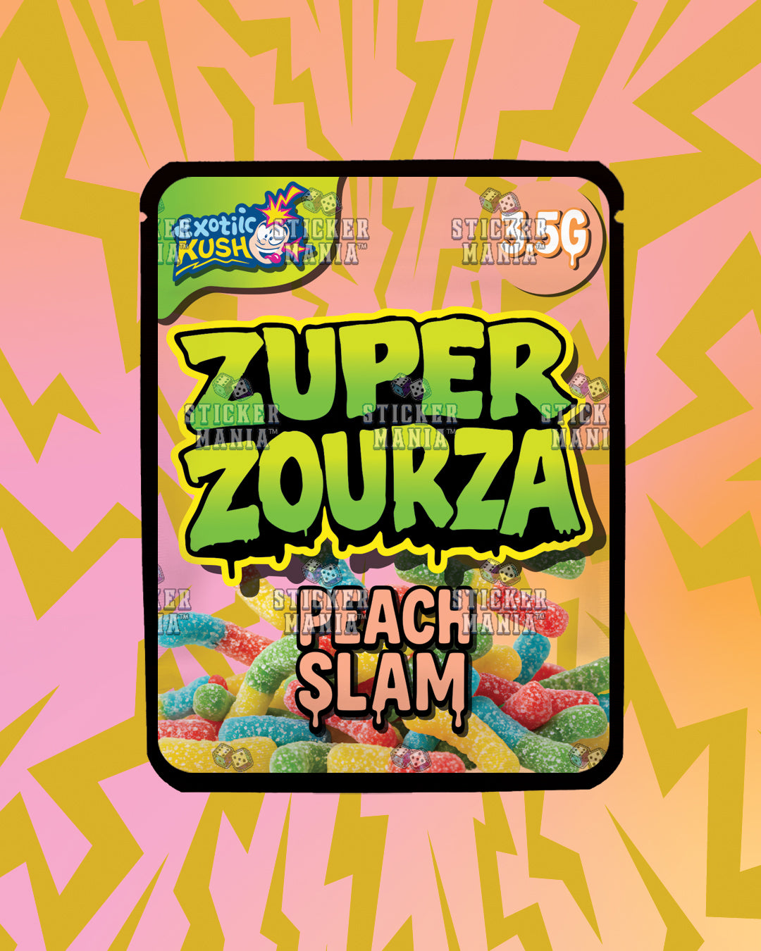 Zuper ZourZa Peach Slam | Pre-Made Sticker Bag | 3.5g