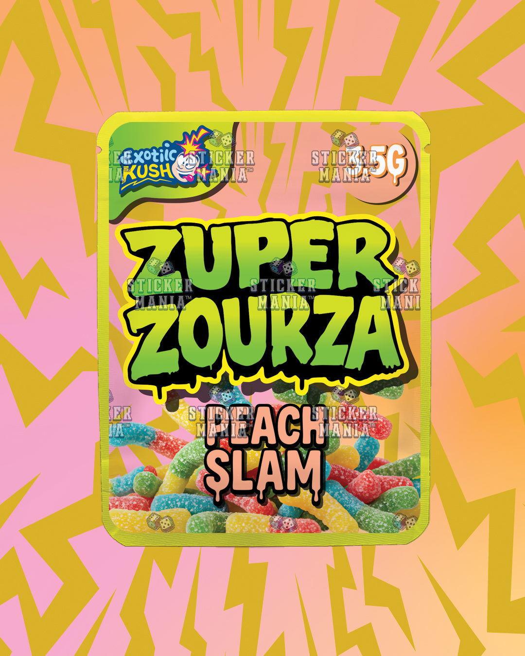 Zuper ZourZa Peach Slam | Pre-Made Sticker Bag | 3.5g