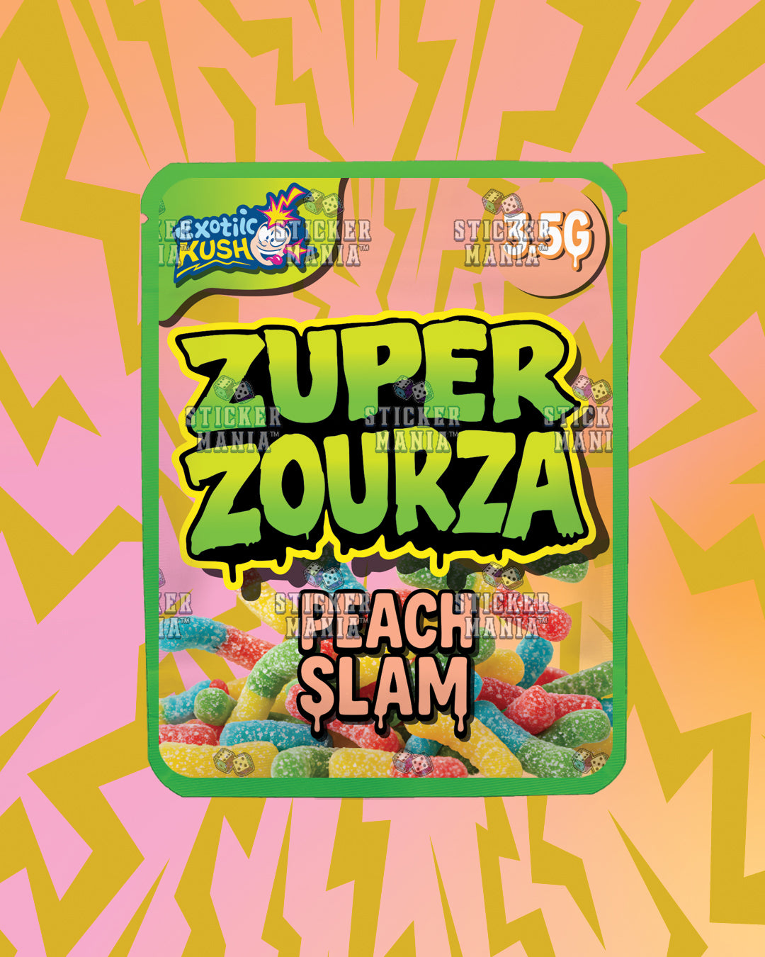 Zuper ZourZa Peach Slam | Pre-Made Sticker Bag | 3.5g