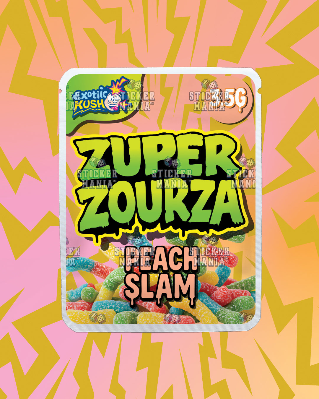 Zuper ZourZa Peach Slam | Pre-Made Sticker Bag | 3.5g