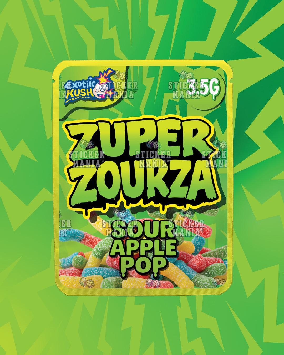 Zuper ZourZa Sour Apple | Pre-Made Sticker Bag | 3.5g