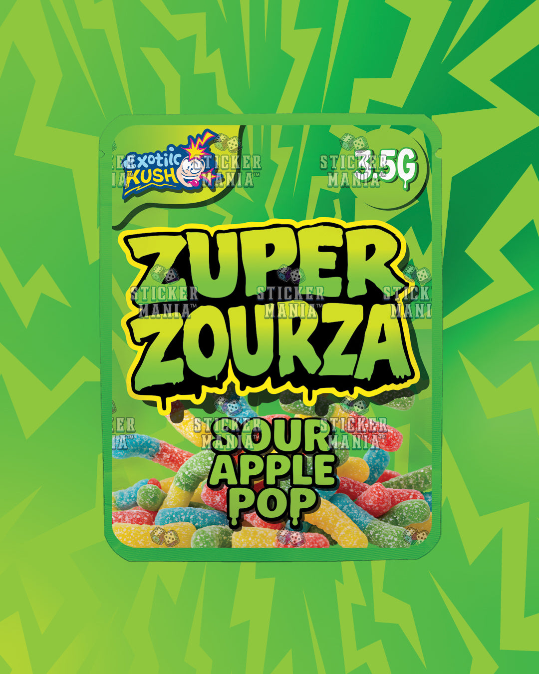 Zuper ZourZa Sour Apple | Pre-Made Sticker Bag | 3.5g