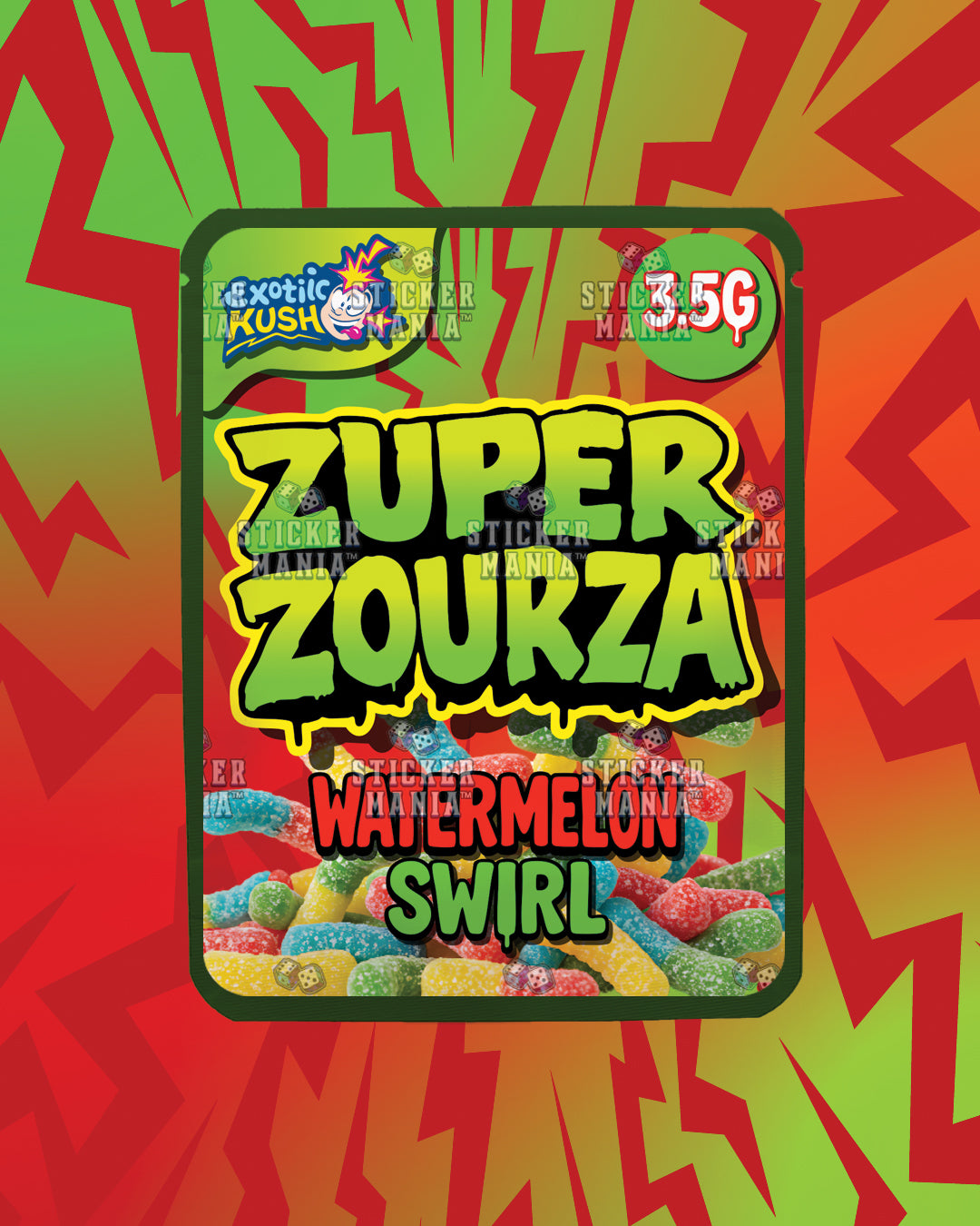 Zuper ZourZa Watermelon Swirl | Pre-Made Sticker Bag | 3.5g