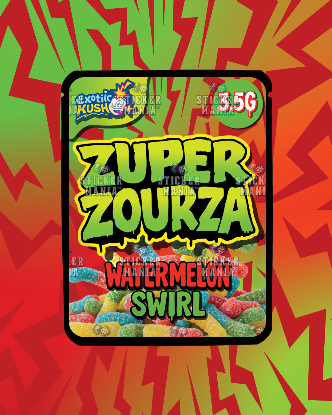 Zuper ZourZa Watermelon Swirl | Pre-Made Sticker Bag | 3.5g