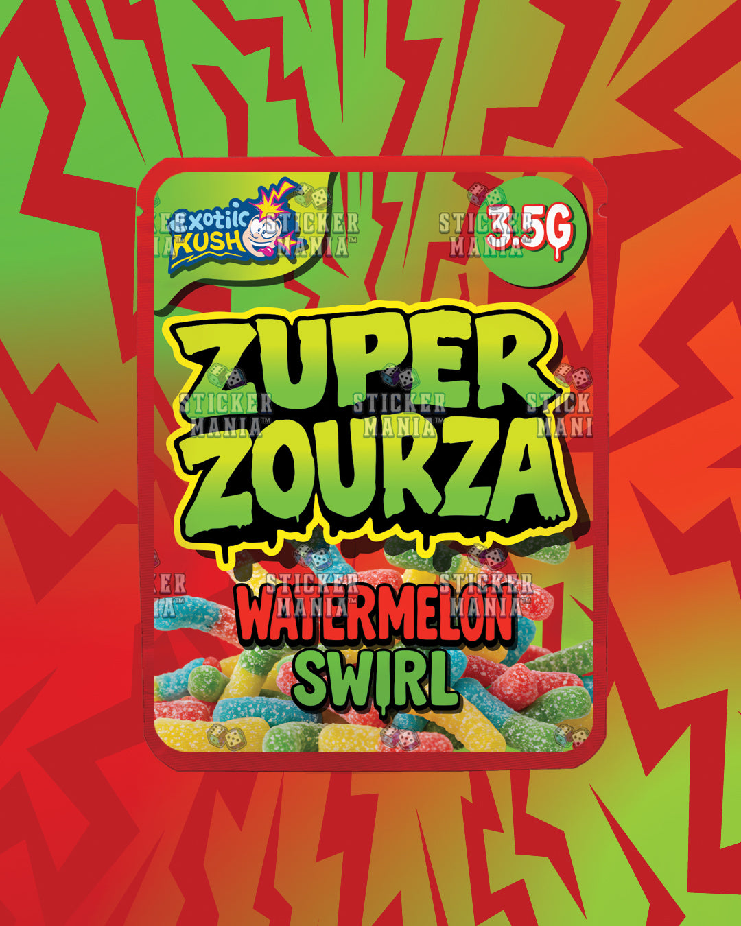 Zuper ZourZa Watermelon Swirl | Pre-Made Sticker Bag | 3.5g