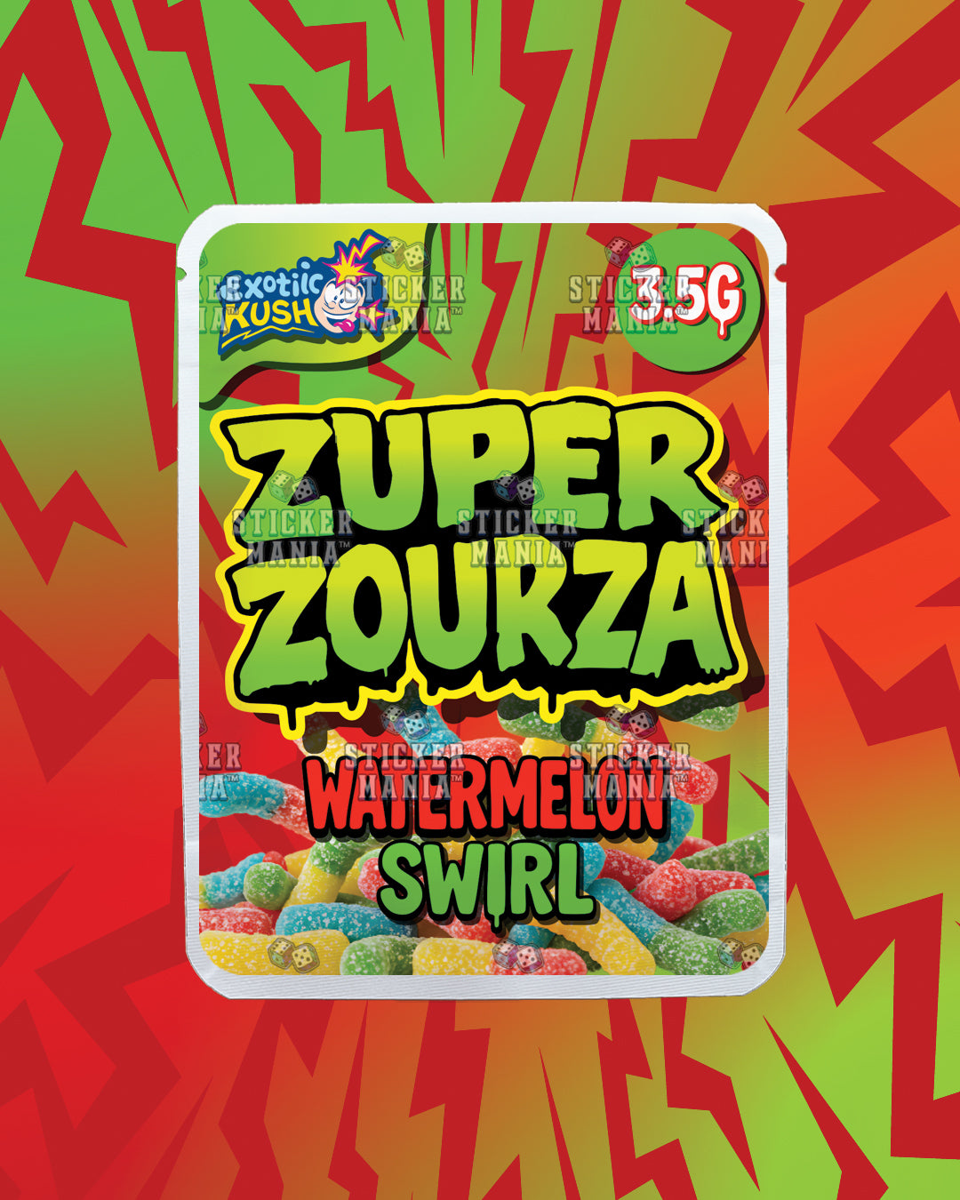 Zuper ZourZa Watermelon Swirl | Pre-Made Sticker Bag | 3.5g