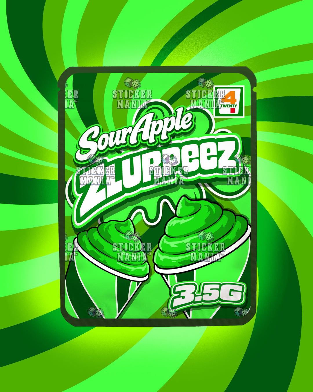 Zlurpeez Sour Apple | Pre-Made Sticker Bag | 3.5g