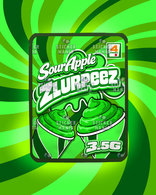 Zlurpeez Sour Apple | Pre-Made Sticker Bag | 3.5g