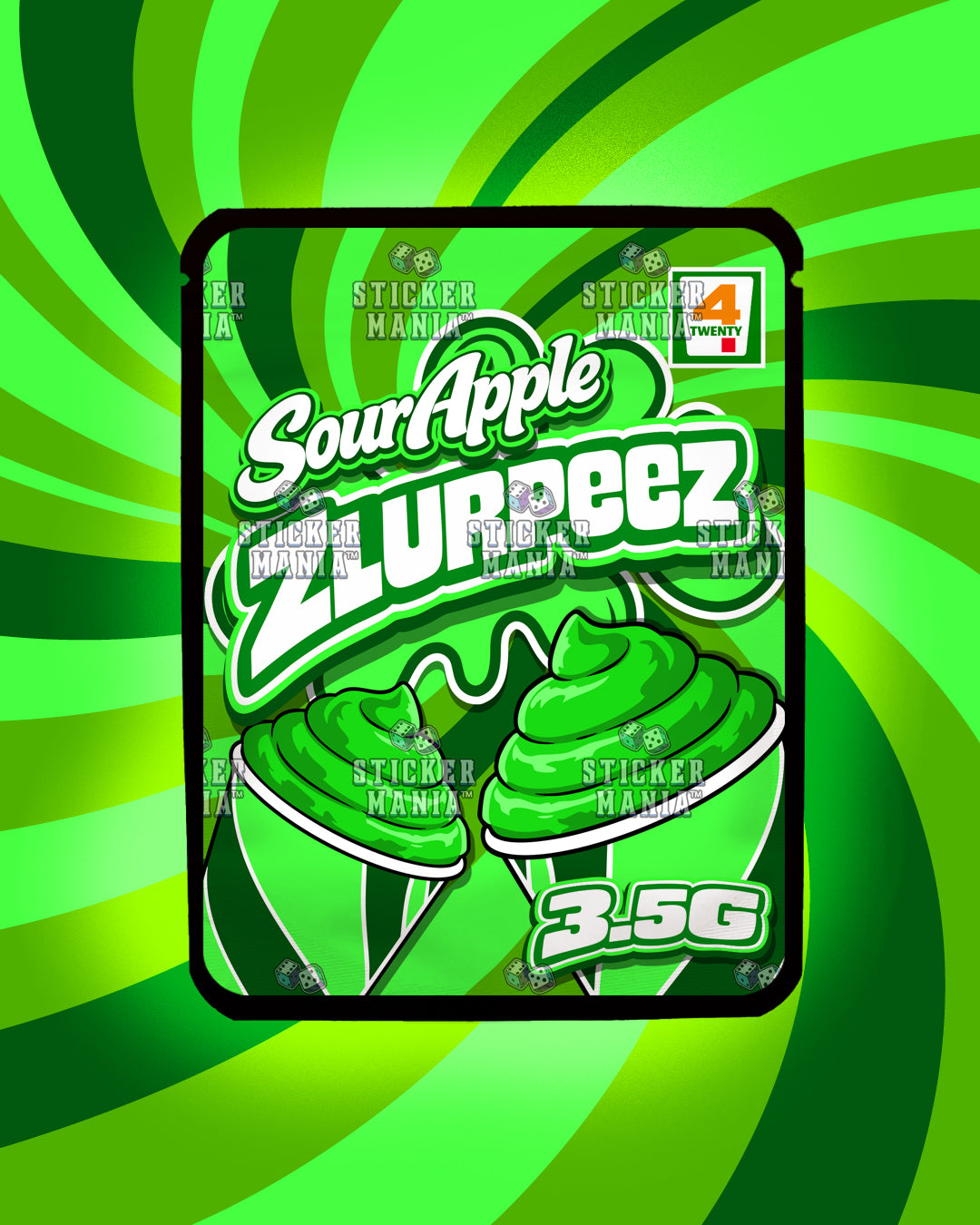 Zlurpeez Sour Apple | Pre-Made Sticker Bag | 3.5g