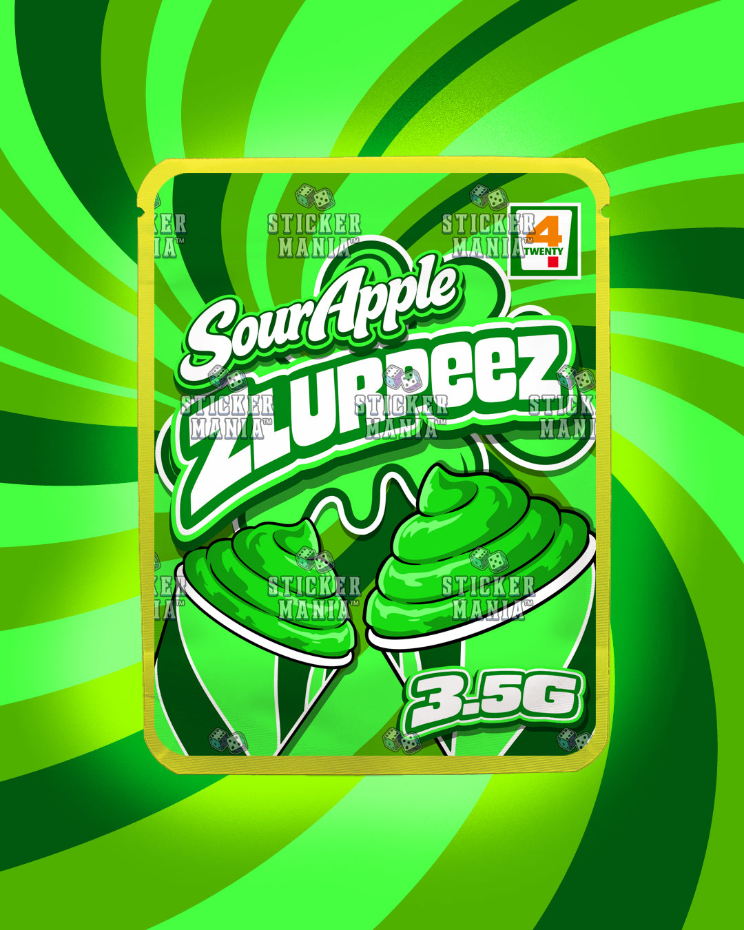 Zlurpeez Sour Apple | Pre-Made Sticker Bag | 3.5g
