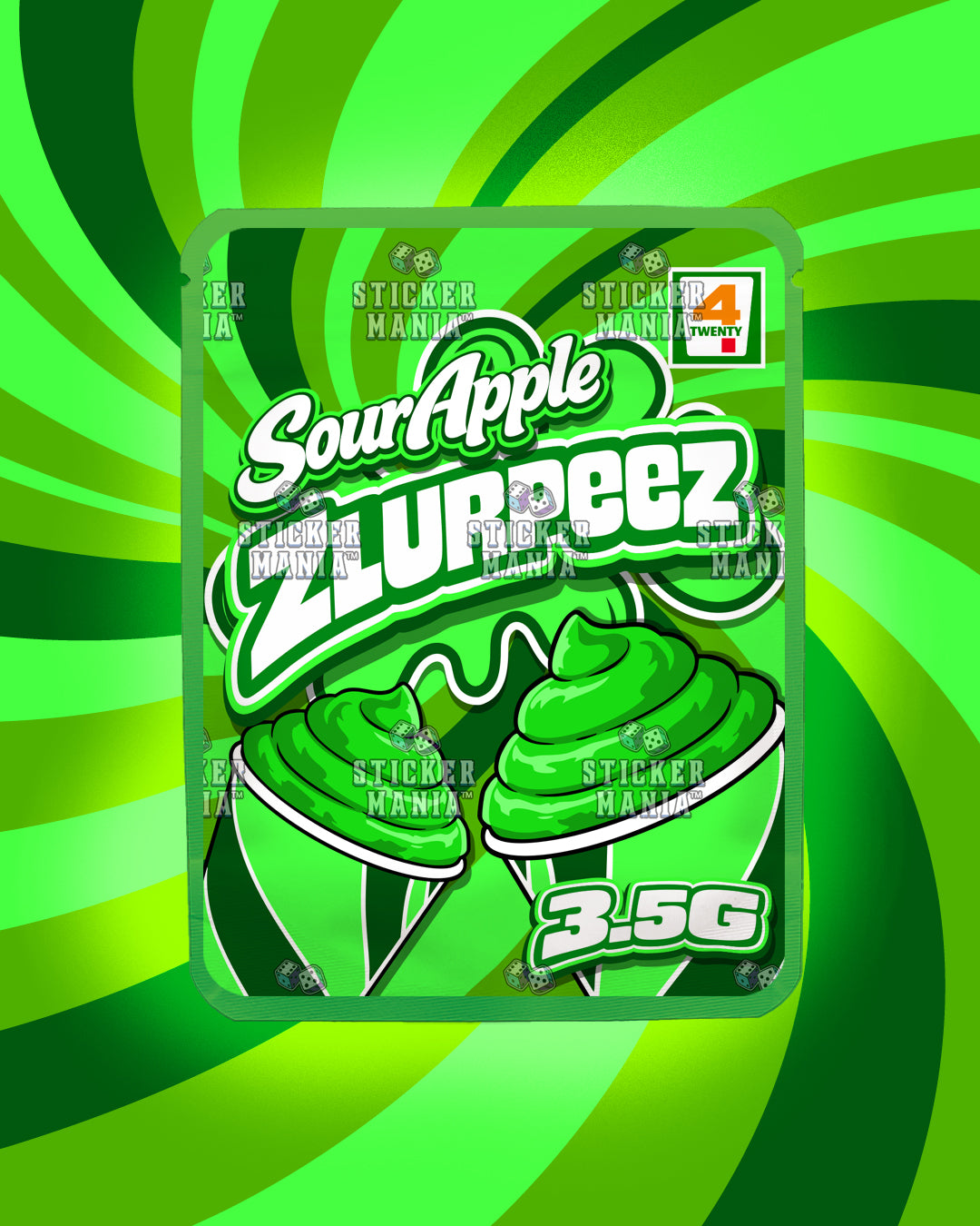 Zlurpeez Sour Apple | Pre-Made Sticker Bag | 3.5g