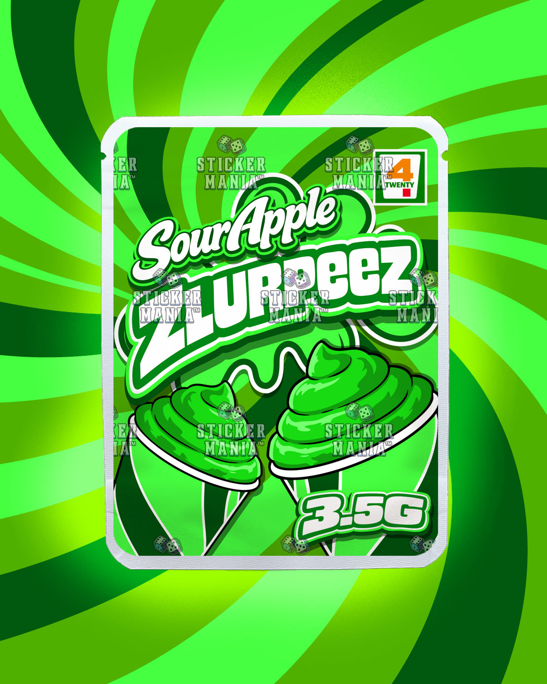 Zlurpeez Sour Apple | Pre-Made Sticker Bag | 3.5g