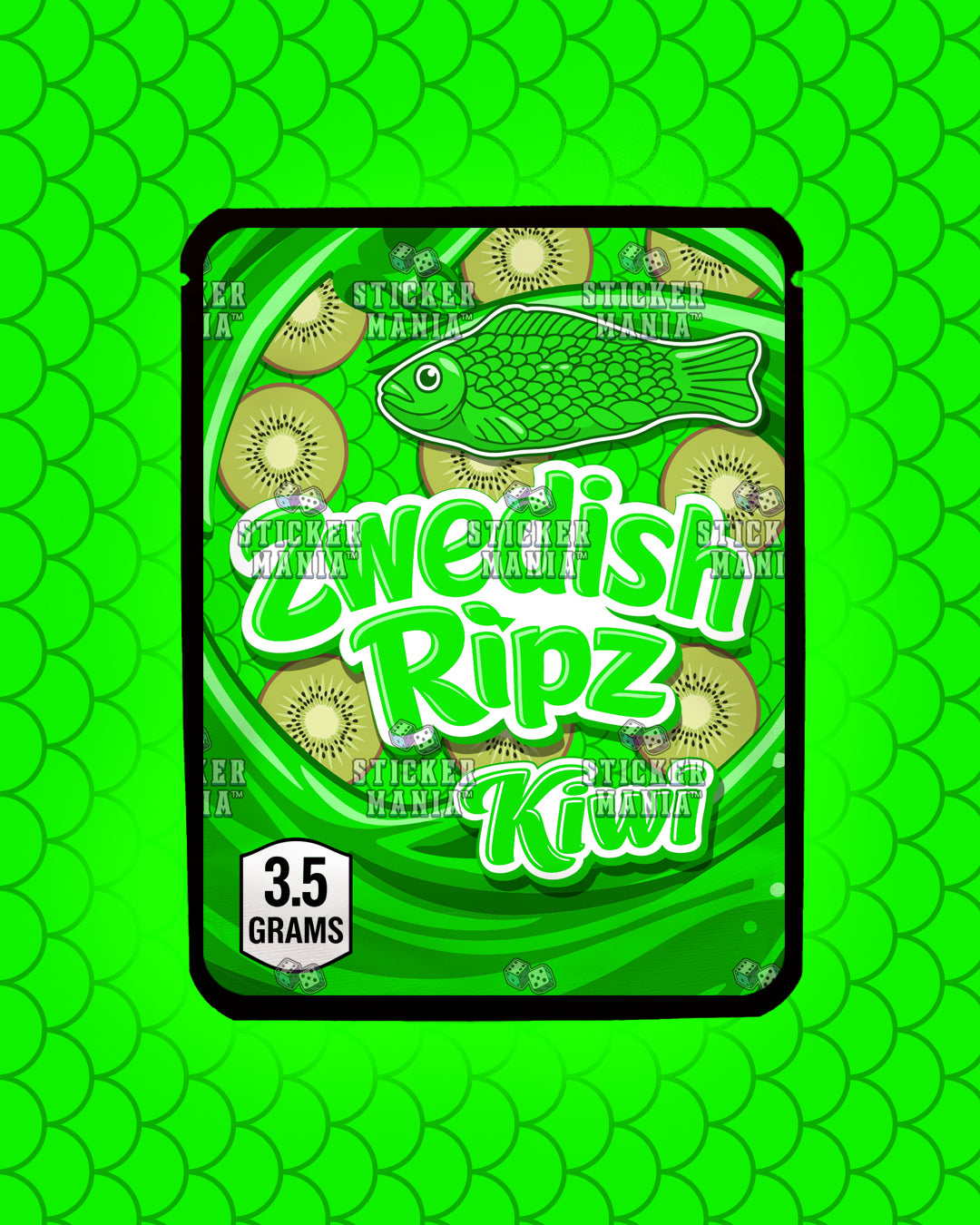 Zwedish Ripz Kiwi | Pre-Made Sticker Bag | 3.5g