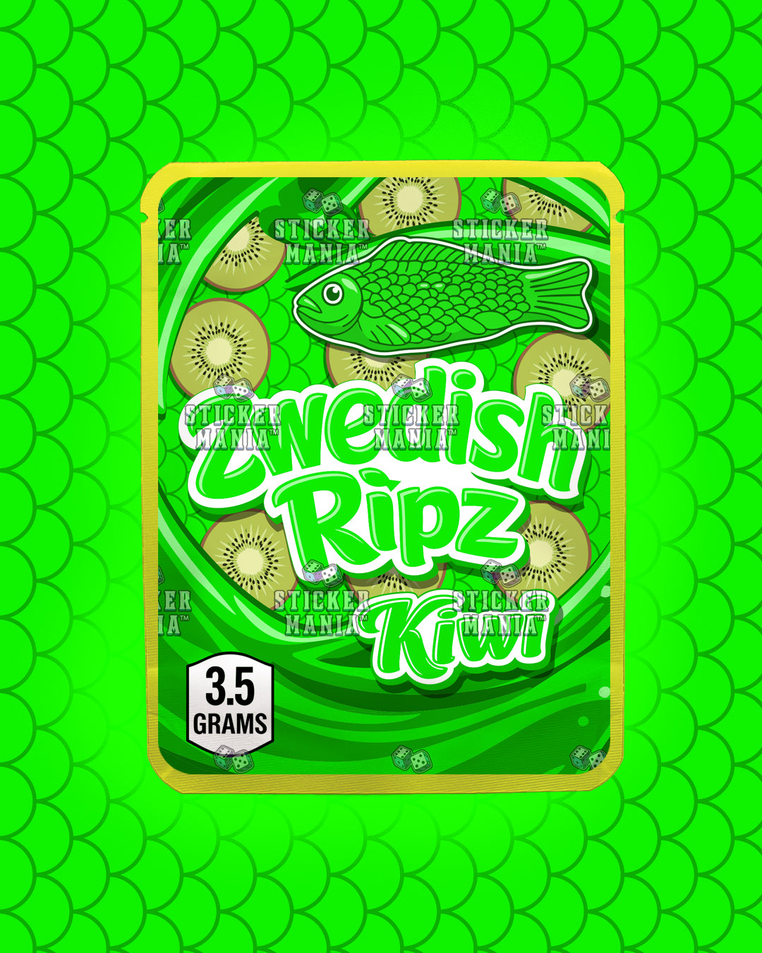 Zwedish Ripz Kiwi | Pre-Made Sticker Bag | 3.5g