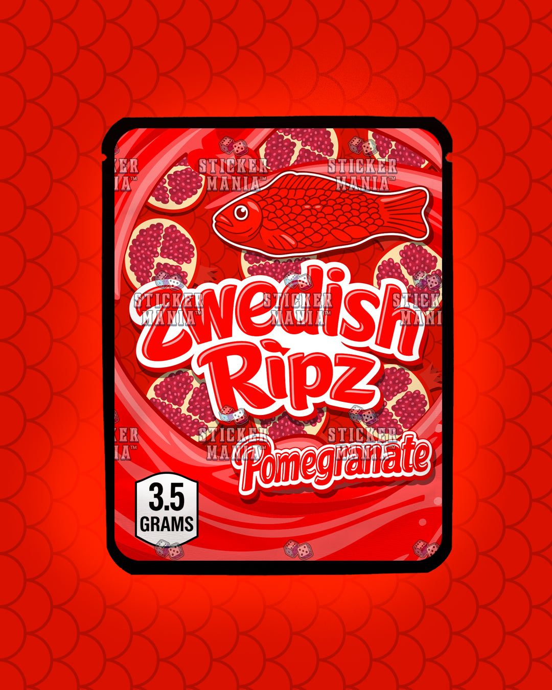 Zwedish Ripz Pomegranate | Pre-Made Sticker Bag | 3.5g