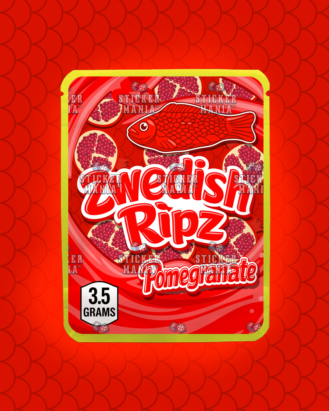 Zwedish Ripz Pomegranate | Pre-Made Sticker Bag | 3.5g