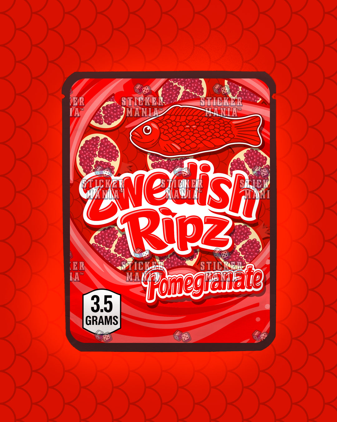 Zwedish Ripz Pomegranate | Pre-Made Sticker Bag | 3.5g
