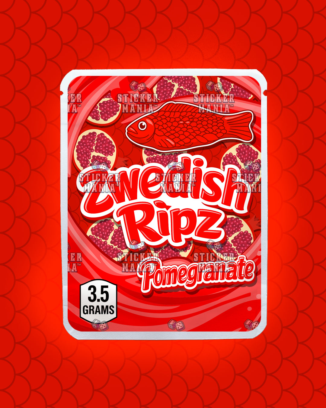 Zwedish Ripz Pomegranate | Pre-Made Sticker Bag | 3.5g